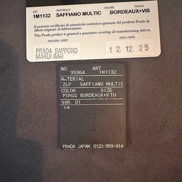 **Full inclusion Prada** Bordeaux/Multicolor Saffiano Leather Wallet - Picture 2 of 15